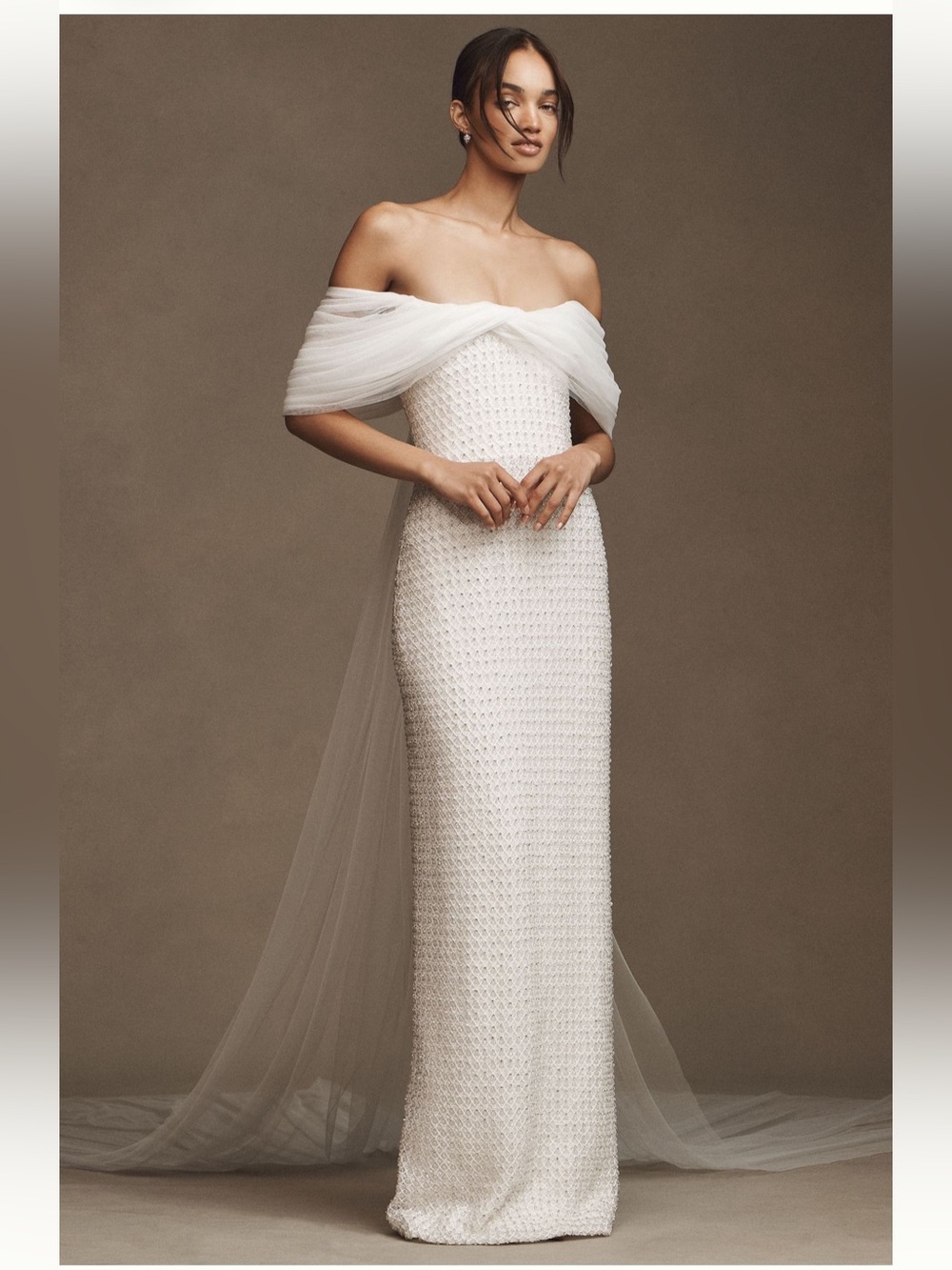 Costarellos Anthro Weddings Hemera Beaded Gown with Tulle